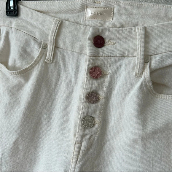 NWT MOTHER The Pixie in Taste The Rainbow Slim Jean 26 white off white. - Picture 3 of 11
